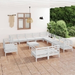 Set Divani da Giardino 14 pz in Legno Massello di Pino Bianco