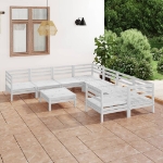 Set Divani da Giardino 9 pz Bianco in Legno Massello di Pino