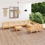 Set Divani da Giardino 10 pz in Legno Massello di Pino