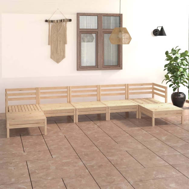 Set Divani da Giardino 7 pz in Legno Massello di Pino