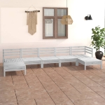 Set Divani da Giardino 7 pz Bianco in Legno Massello di Pino