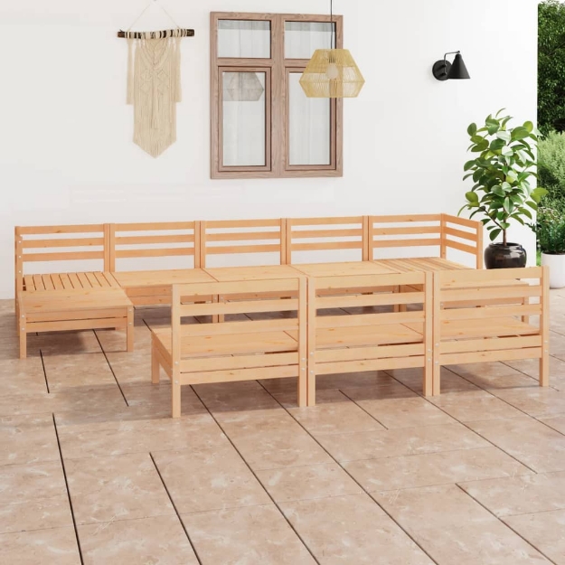 Set Divani da Giardino 10 pz in Legno Massello di Pino