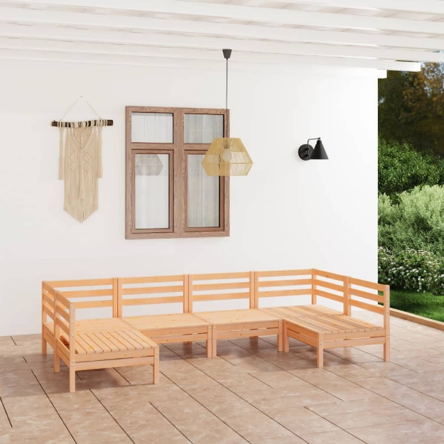 Set Divani da Giardino 6 pz in Legno Massello di Pino