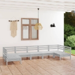 Set Divani da Giardino 7 pz Bianco in Legno Massello di Pino