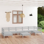 Set Divani da Giardino 8 pz Bianco in Legno Massello di Pino