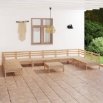 Set Divani da Giardino 11 pz in Legno Massello di Pino