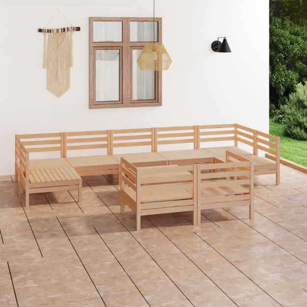 Set Divani da Giardino 10 pz in Legno Massello di Pino