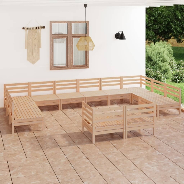 Set Divani da Giardino 12 pz in Legno Massello di Pino