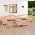 Set Divani da Giardino 13 pz in Legno Massello di Pino