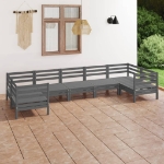 Set Divani da Giardino 7 pz Grigio in Legno Massello di Pino