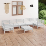 Set Divani da Giardino 8 pz Bianco in Legno Massello di Pino