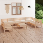 Set Divani da Giardino 10 pz in Legno Massello di Pino