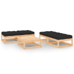 Set Divani da Giardino 5 pz con Cuscini Legno Massello di Pino