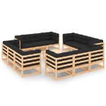 Set Divani da Giardino 13 pz con Cuscini Legno Massello di Pino