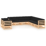 Set Divani da Giardino 9 pz con Cuscini Antracite Legno Pino