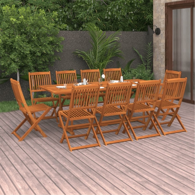 Set Pranzo da Giardino 11 pz in Legno Massello di Acacia