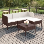 Set Divani da Giardino 5 pz con Cuscini in Polyrattan Marrone