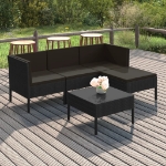 Set Divani da Giardino 5 pz con Cuscini in Polyrattan Nero