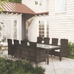 Set da Pranzo da Giardino 9 pz con Cuscini Polyrattan Marrone