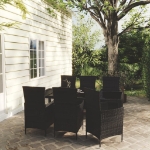 Set Mobili da Giardino 7 pz con Cuscini in Polyrattan Nero