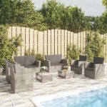 Set Divani da Giardino 8 pz con Cuscini in Polyrattan Grigio