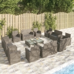 Set Divani da Giardino 16 pz con Cuscini in Polyrattan Grigio