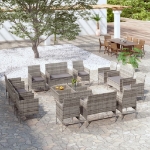 Set Divani da Giardino 16 pz con Cuscini in Polyrattan Grigio