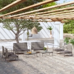 Set Divani da Giardino 8 pz con Cuscini in Polyrattan Grigio