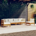 Set Divani da Giardino 6 pz con Cuscini Legno Massello di Pino