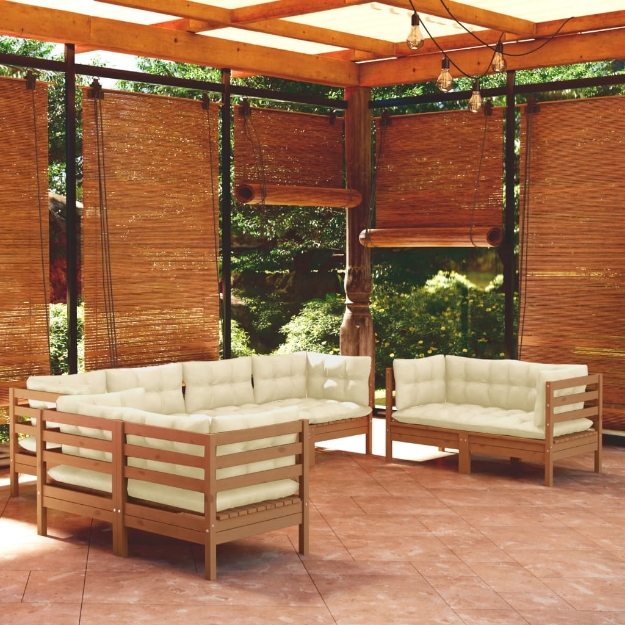 Set Divani da Giardino 8 pz con Cuscini Legno Massello di Pino