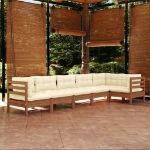 Set Divani da Giardino 6 pz con Cuscini Miele Legno di Pino