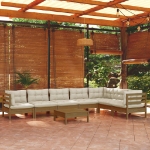 Set Divani da Giardino 8 pz con Cuscini Miele Legno di Pino