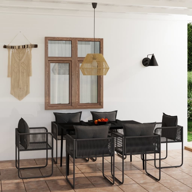 Set Mobili da Pranzo per Giardino 7 pz Nero