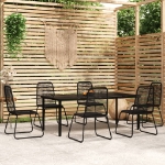 Set da Pranzo per Giardino 7 pz con Cuscini Nero