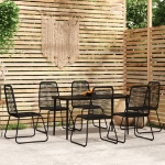 Set Mobili da Pranzo per Giardino 7 pz Nero