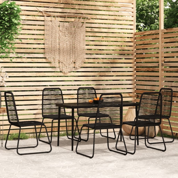 Set Mobili da Pranzo per Giardino 7 pz Nero