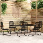 Set da Pranzo per Giardino 7 pz con Cuscini Nero