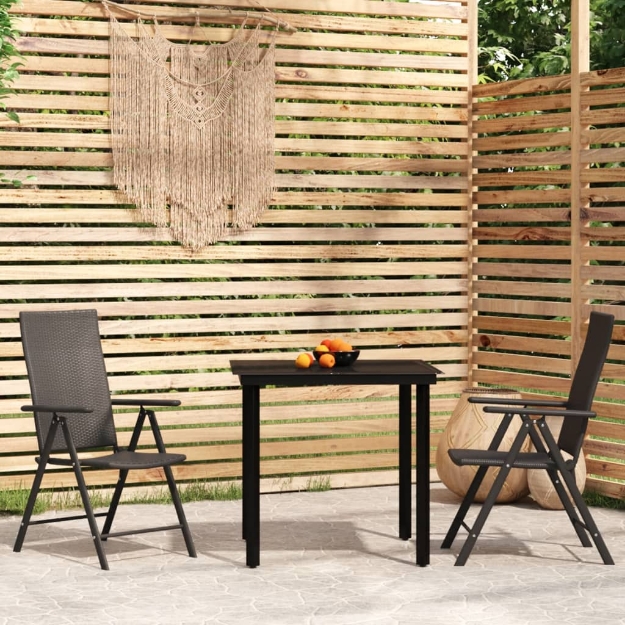 Set Mobili da Pranzo per Giardino 3 pz Nero