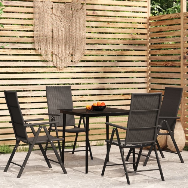 Set Mobili da Pranzo per Giardino 5 pz Nero