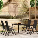 Set Mobili da Pranzo per Giardino 5 pz Nero