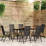 Set Mobili da Pranzo per Giardino 7 pz Nero