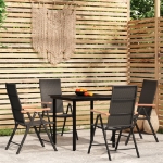 Set Mobili da Pranzo per Giardino 5 pz Nero