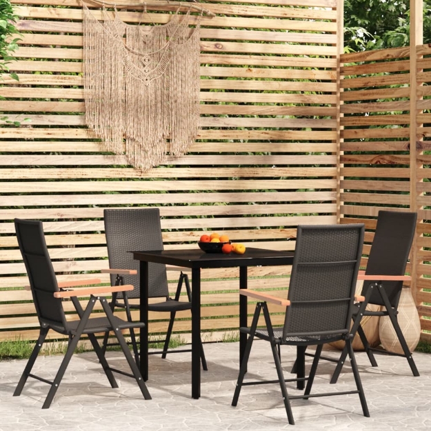 Set Mobili da Pranzo per Giardino 5 pz Nero