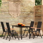 Set Mobili da Pranzo per Giardino 5 pz Nero