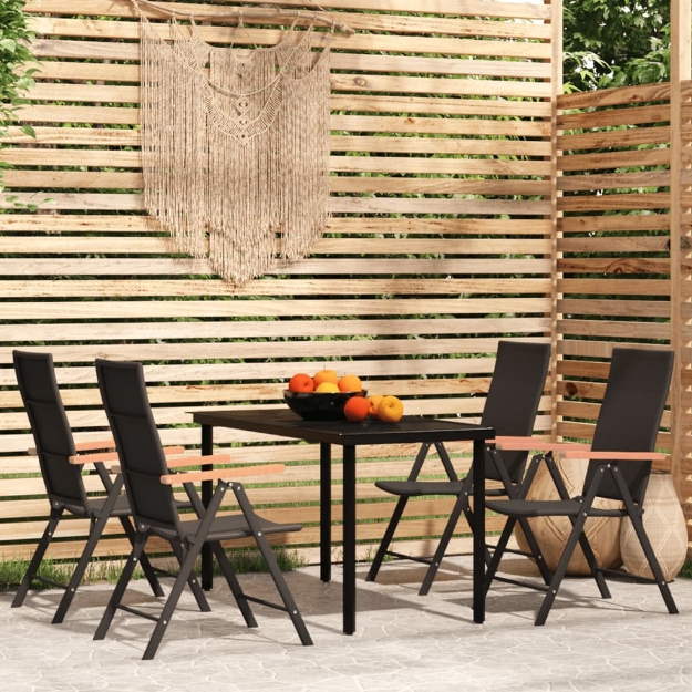 Set Mobili da Pranzo per Giardino 5 pz Nero