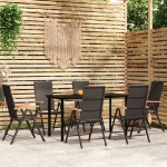 Set Mobili da Pranzo per Giardino 7 pz Nero