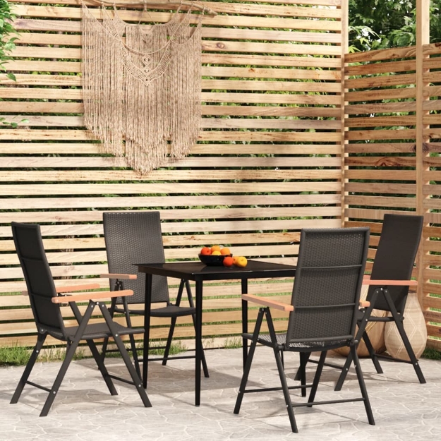 Set Mobili da Pranzo per Giardino 5 pz Nero