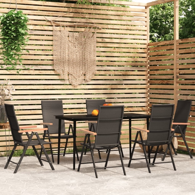 Set Mobili da Pranzo per Giardino 7 pz Nero