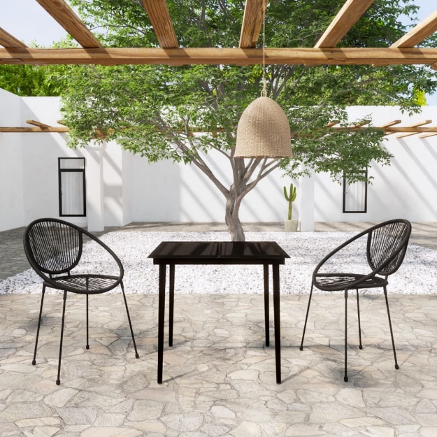 Set Mobili da Pranzo per Giardino 3 pz Nero