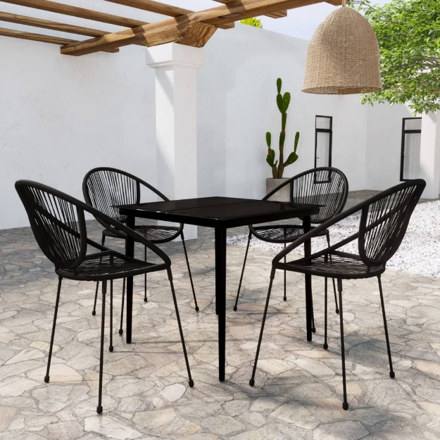 Set Mobili da Pranzo per Giardino 5 pz Nero